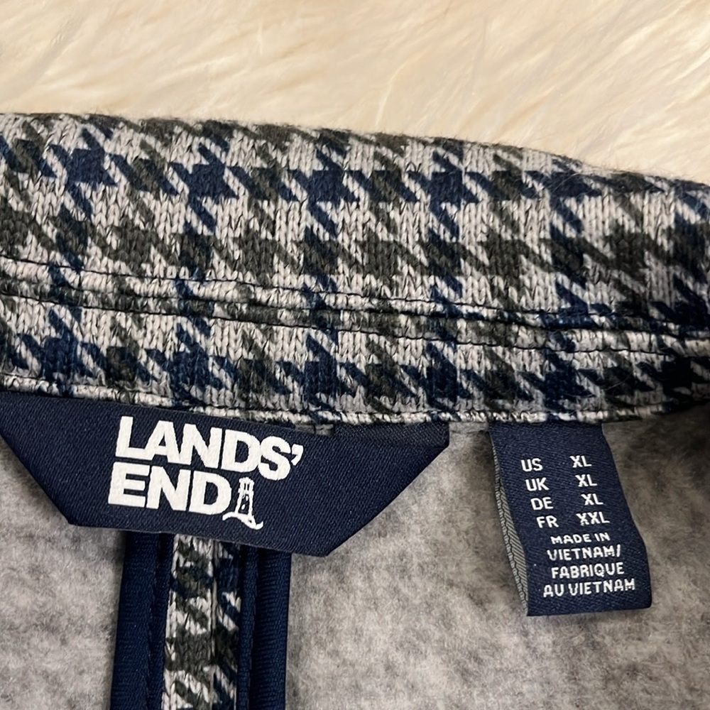 NWOT Lands’ End sweater fleece one button houndstooth blazer jacket XL - Picture 6 of 11
